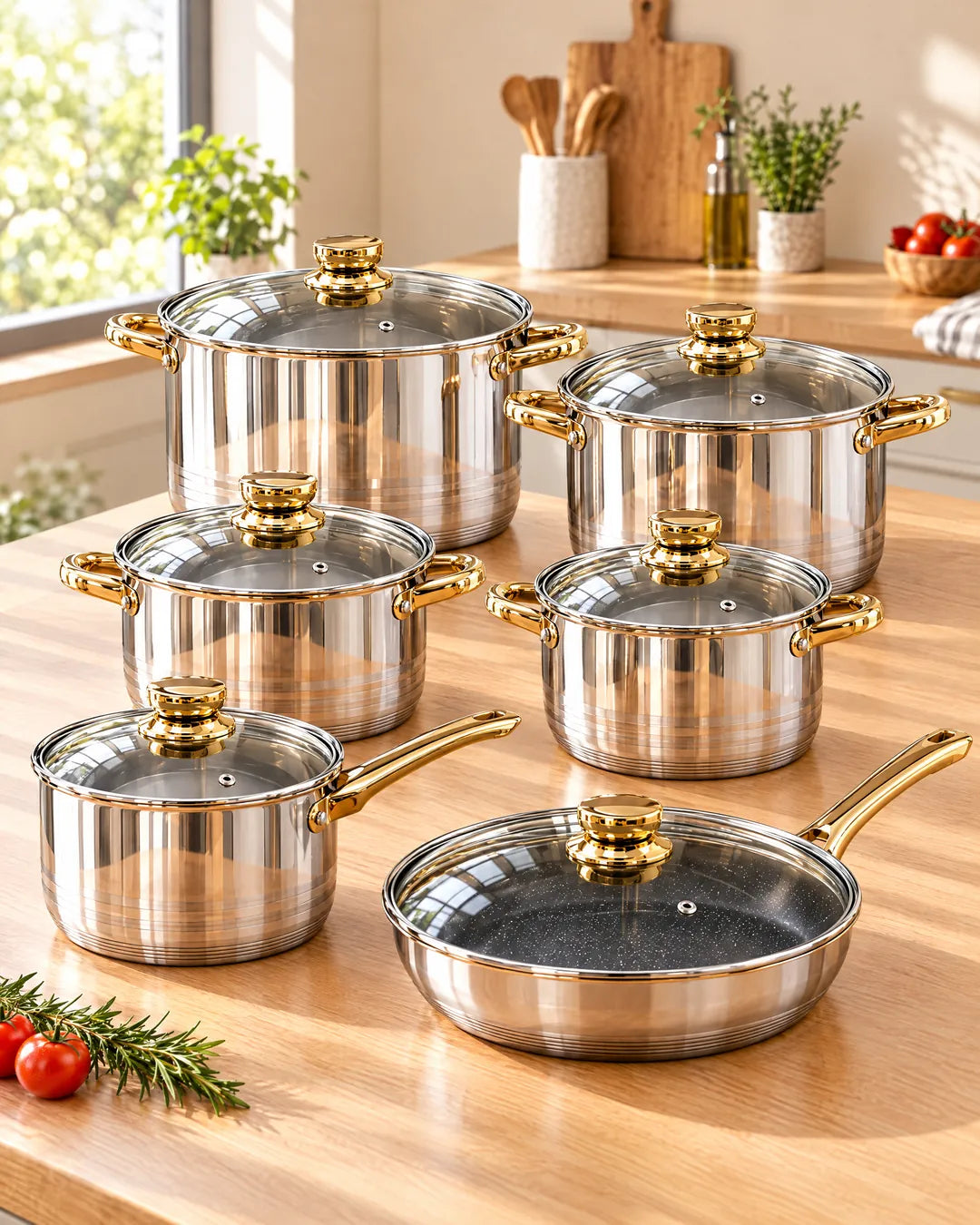 Set 12 Oale si Piese de Inox si Sticla
