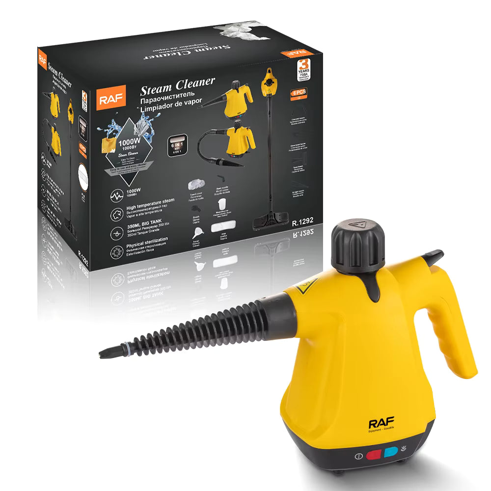 Aparat de Curățat cu Abur Multifuncțional RAF, Presiune Mare 3 Bari, Încălzire Rapidă în sub 3 Minute, Temperatură 100°C, Accesorii Multiple, Curățare și Sterilizare Fără Chimicale, Compact și Portabil pentru Casă și Auto