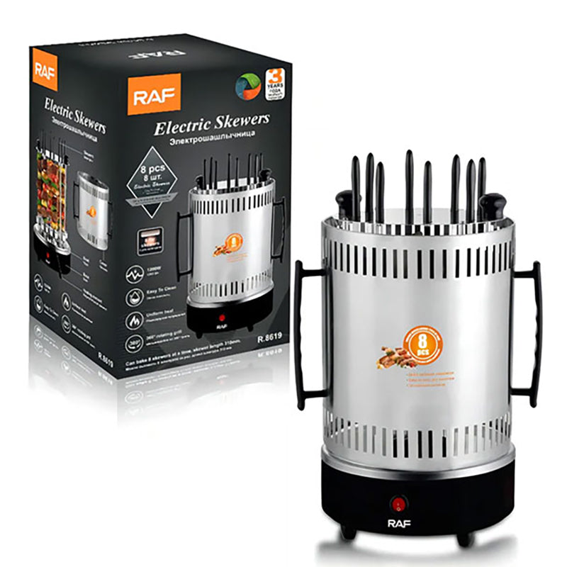 Gratar vertical pentru frigariu RAF R.8619, 1200w, 8 accesorii