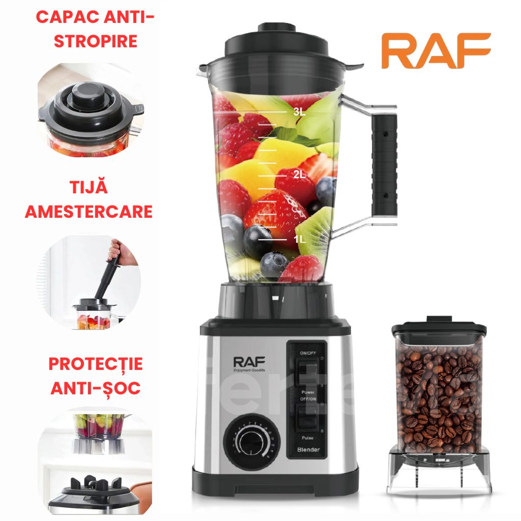 Multifuncțional 2-în-1 RAF, 2400W, Blender + Aparat de Măcinat, Capacitate 3L