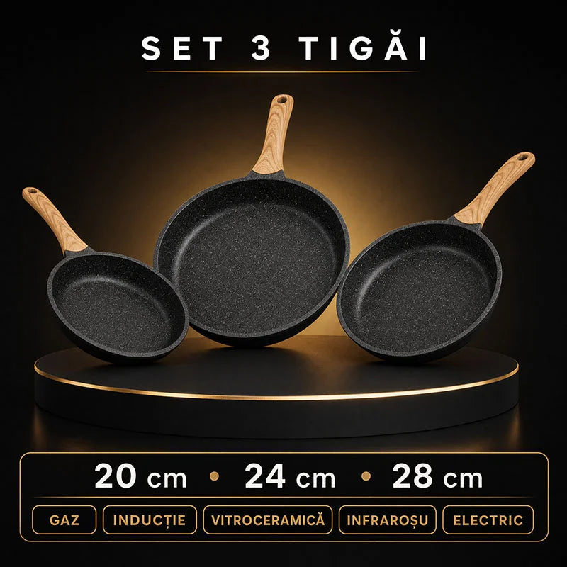 Set 3 Tigăi Premium RAF, Dimensiuni 20/24/28 cm