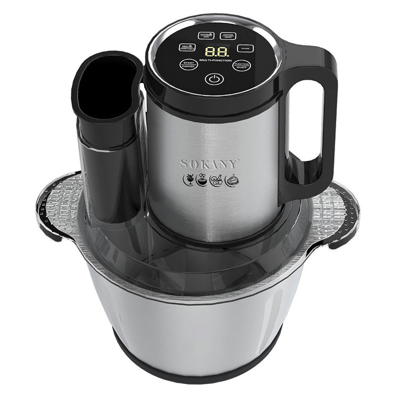 Tocător electric Sokany 6 în 1, bol de 3,5 L, 6 lame din inox, afișaj LCD