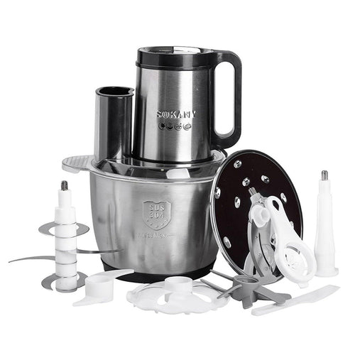 Tocător electric Sokany 6 în 1, bol de 3,5 L, 6 lame din inox, afișaj LCD