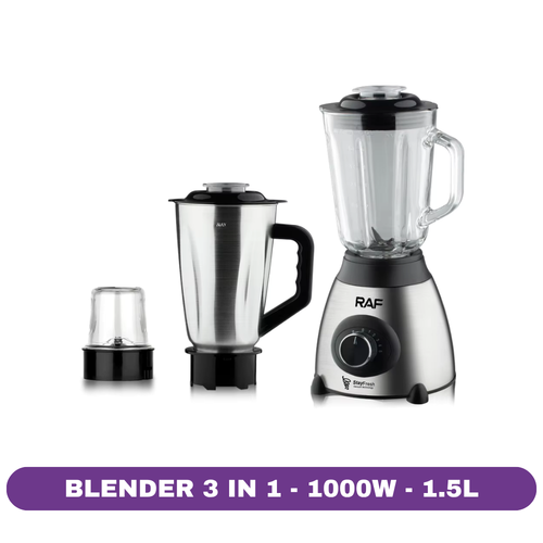 Blender inox&sticla 3 in 1 RAF R.2871, 1000W, 1.5L, 8 lame