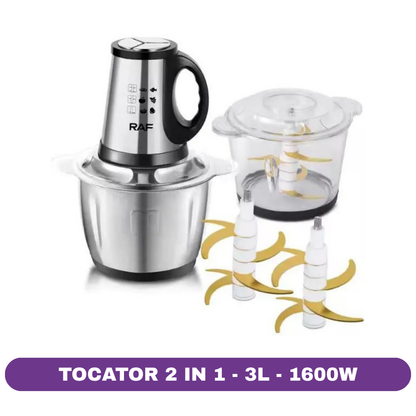 Tocator electric 2 in 1 RAF R7028, inox si sticla, 3L, 1600W