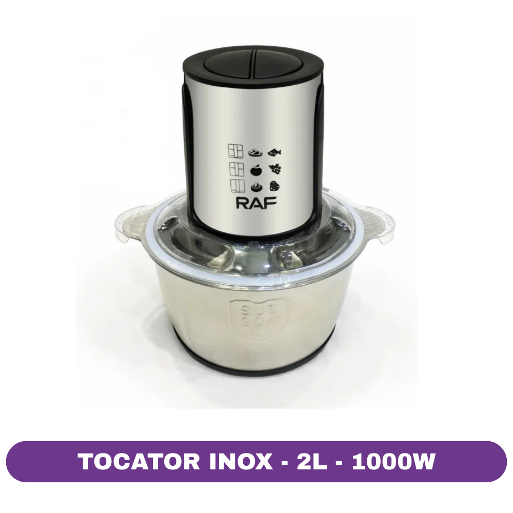 Tocator cu bol de inox RAF, 2L, 1000W
