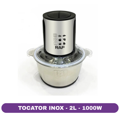 Tocator cu bol de inox RAF, 2L, 1000W