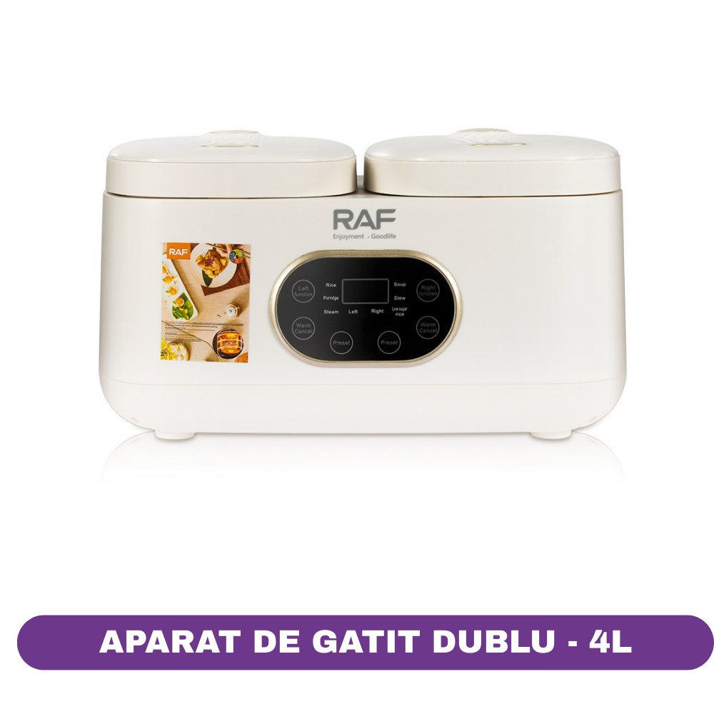 Aparat electric multifunctional, RAF R5419, pentru gatit, 600W, 4L, 14 functii, 2 compartimente