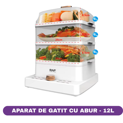 Aparat Gatit cu Abur 12L RAF, 1200W, 3 nivele simultan