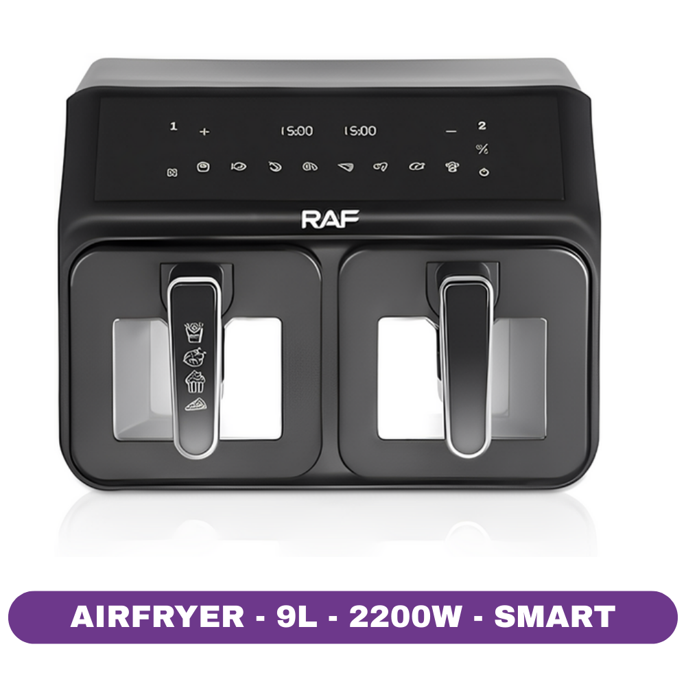 Friteuză RAF Air Fryer Dual, 9L, 2200W, Smart Sensing & Cântărire Inteligentă