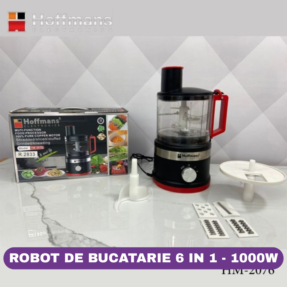 Robot de Bucatarie 6 in 1 Hoffmans, 1000W, 5 lame de otel