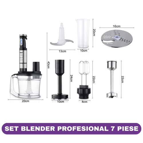 Set Blender Profesional 7 Piese, RAF R.382, 1400W, 25 Viteze