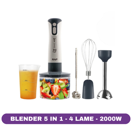 Blender 5 in 1 RAF R.340, 2000W, tocator 4 lame otel