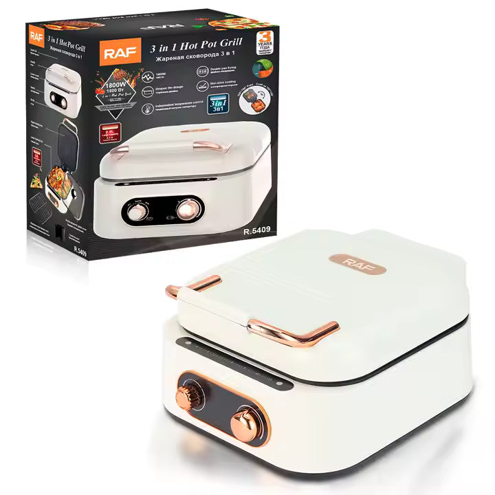 Oala de gatit RAF 3 in 1, 1800Wm 11 functii, utilizare dubla simultana