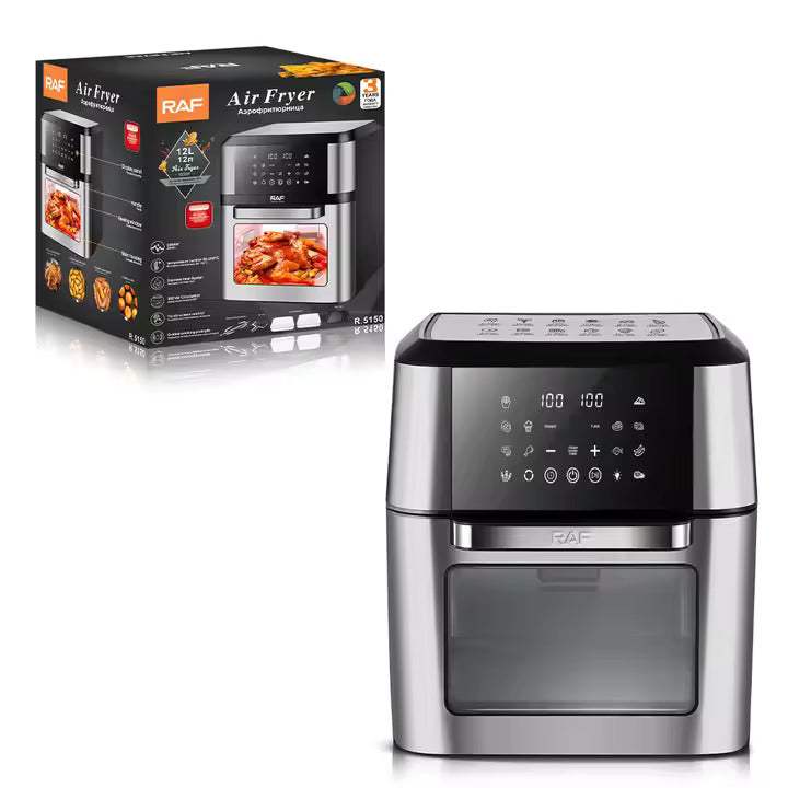 Friteuza cu aer cald 12L RAF, functie de rotisor, 2000W, 5 accesorii
