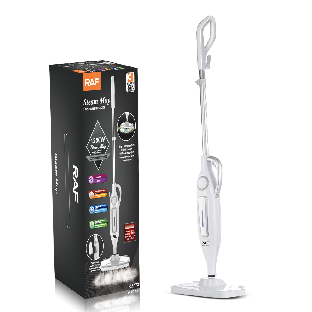 Mop electric cu abur multifuncțional, 1250W, curățare și dezinfectare cu abur sub presiune, rezervor 330 ml, încălzire rapidă, design portabil, accesorii multiple pentru toate suprafețele