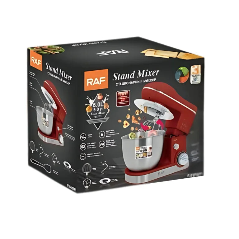 Mixer cu bol RAF R6616, 5L, INOX, 1600W
