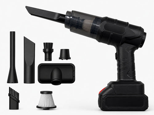 Aspirator si Suflanta cu 6 Accesorii, Portabil, Acumulator inclus