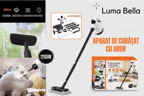 Aparat de curățat cu abur, Multifuncțional, Putere 1200W, Set complet de accesorii pentru toate suprafețele