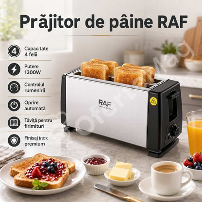 Prăjitor de pâine RAF, Putere 1300W, capacitate 4 felii
