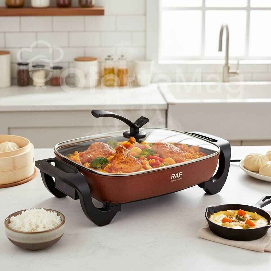 Oală Electrică Multifuncțională RAF, Putere 1500W, Capacitate 10L, Gătire cu Abur, 5 Trepte Temperatură, Suprafață Antiaderentă, Încălzire Uniformă, Design Premium